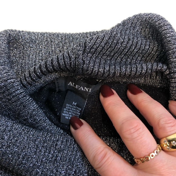 Alfani women lurex oversized knit cowl neck batt sleeves blouse, sz small - Picture 10 of 13